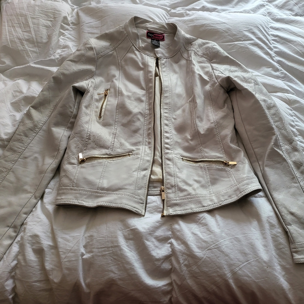 White faux leather jacket
